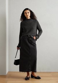 Marc O'Polo LONGSLEEVE STAND UP COLLAR - Strickpullover - deep grey melange