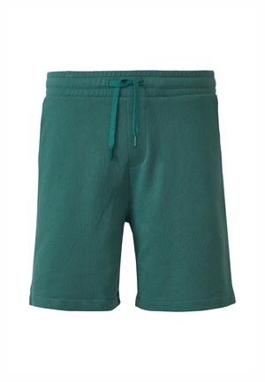 Groene katoenen shorts met een elastische tailleband, trekkoord, zijzakken en een relaxte pasvorm. Gladde textuur, knielange ontwerp.