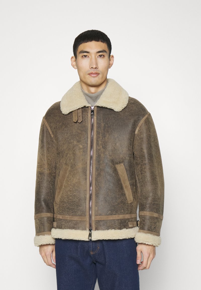Neil Barrett EASY DISTRESSED JACKET Leather jacket beige/offwhite