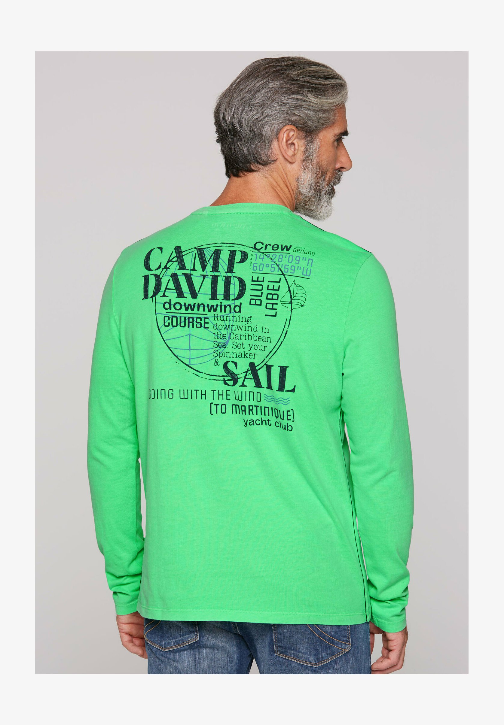 Maglietta Uomo Camp David - Stampa Gradient Puffprint Sul Davanti, Regular Fit, Scollo Rotondo, Cotone, Colore A Scelta
