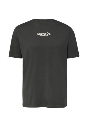 Black short-sleeve t-shirt with "s.Oliver Co. Established 1969" printed in white centered on the chest.