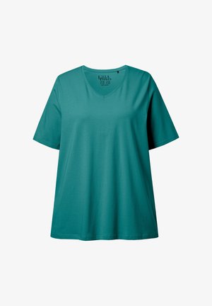 Ulla Popken, T-SHIRT, A-LINIE, V-AUSSCHNITT, HALBARM - Jednoduché tričko - petrol