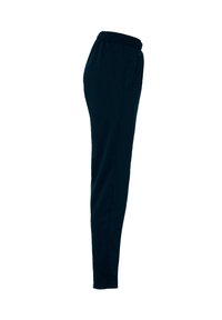 Pantalons de sport noirs au design fuselé, avec une taille élastique, des poches latérales et une texture lisse. Convient pour une utilisation décontractée ou un entraînement.