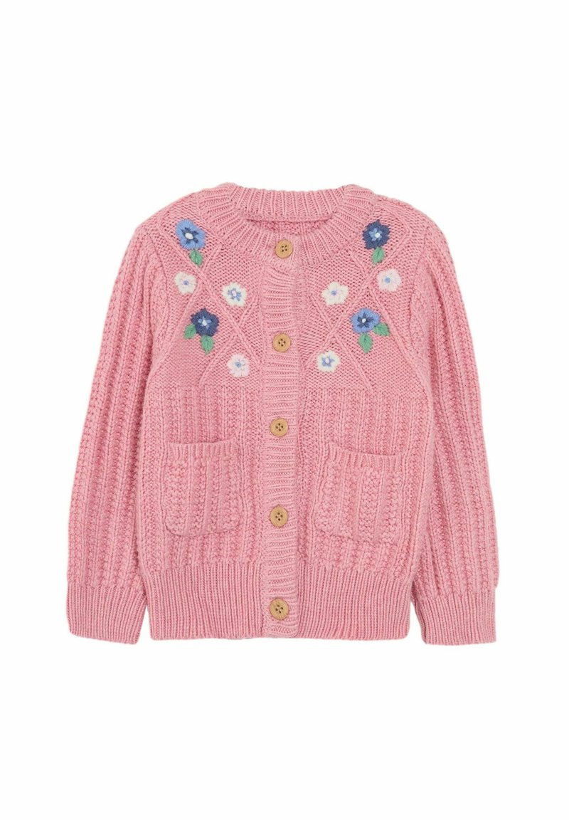 JoJo Maman Bébé FLOWER EMBROIDERED CABLE - REGULAR FIT - Kofta - pink