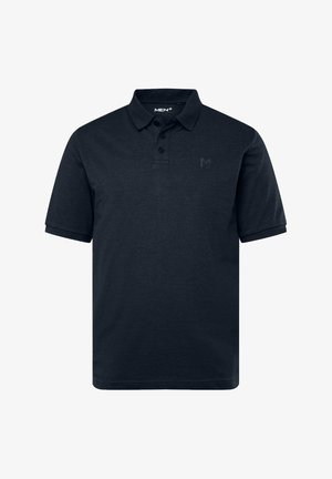 Polo shirt blu navy in misto cotone, con colletto, placca con tre bottoni e logo "M" tonale sul petto. Maniche corte.