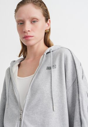 OVERSIZED FULL ZIP HOODIE - Majica s kapuljačom i patentnim zatvaračem - flat light gray heather