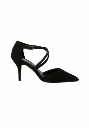 CROSS OVER POINTED MID COURT HEEL. - Klasiski papēži - black
