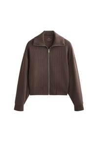 SOFT-TOUCH STRIPED BOXY WITH BACK PLEAT - Leichte Jacke - brown