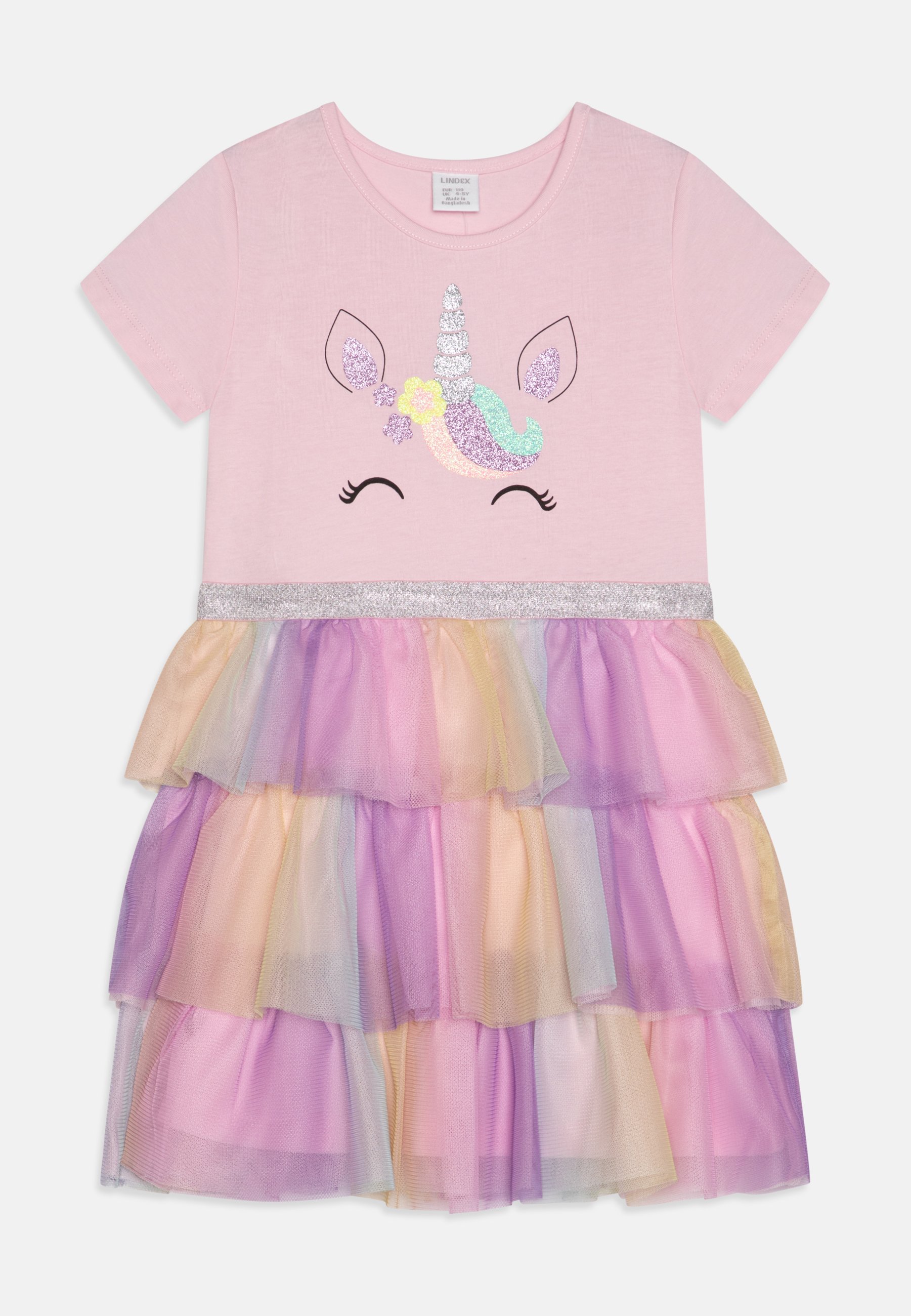 Lindex DRESS UNICORN FACE SKIRT Vestito di maglina light pink
