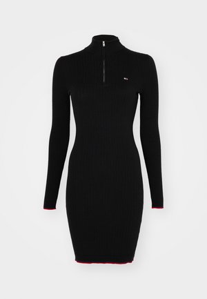 Tommy Jeans SWEATER CABLE DRESS - Etui-jurk - black