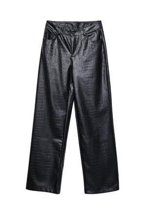 STRAIGHT EFFECT  WITH MOCK CROC TEXTURE  - Skindbukser - black