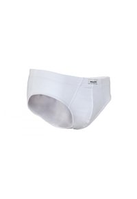 Boxer da uomo bianchi in cotone con un design aderente, texture liscia e un piccolo etichetta sulla vita. Adatti per l'uso quotidiano.