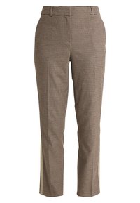 Bruna och beige rutiga byxor med skräddarsydd passform. Har en mjuk textur, sidostripes och rak bendesign.