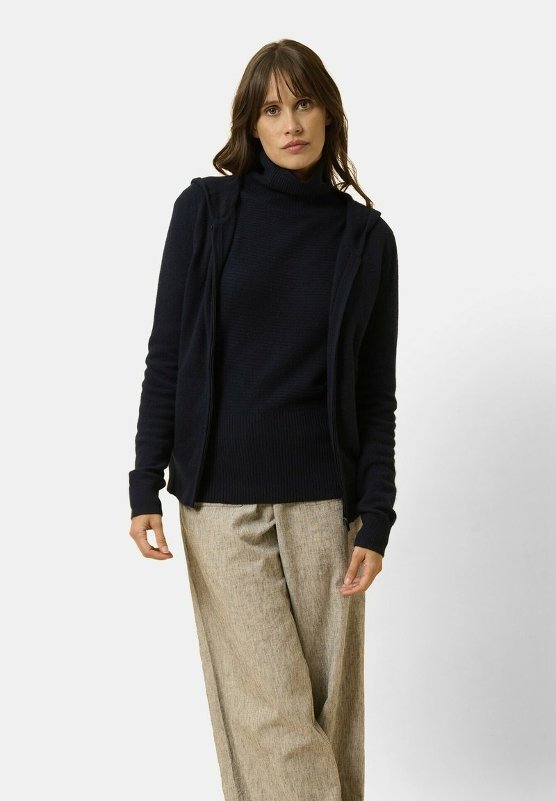 Just Cashmere FULL ZIP WITH HOOD - Kardigan - bleu marine