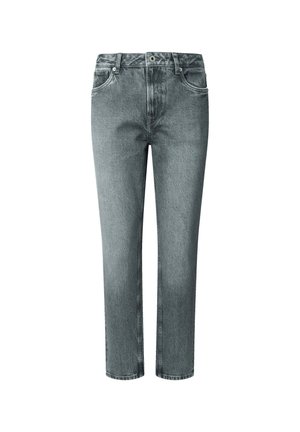 Graue Jeans aus Denim mit geradem Bein, fünf Taschen und einem dezenten, ausgebleichten Finish. Mit Knopfverschluß und Gürtelschlaufen.