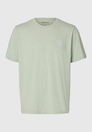 Selected, T-SHIRT REGULAR FIT BAUMWOLL - T-Shirt print - aqua gray