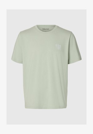 Selected, T-SHIRT REGULAR FIT BAUMWOLL - T-Shirt print - aqua gray