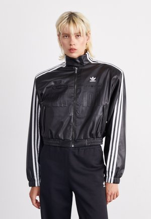 Jachetă din imitație de piele - black