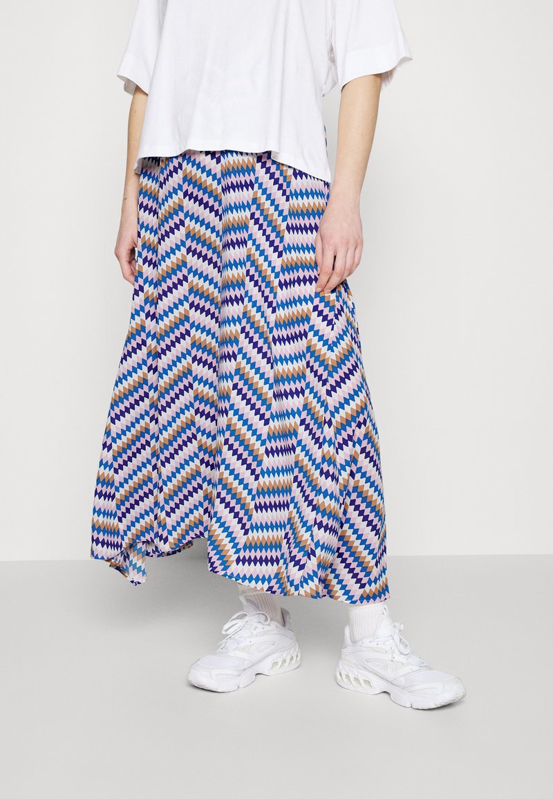 ONLY MATERNITY OLMSTELLA LIFE MIDI SKIRT - Μάξι φούστα - bluing sea zig zag