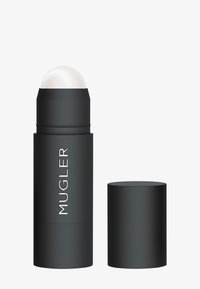 Bastone cilindrico nero con un cappuccio a cupola bianca. Caratterizzato da un branding argento "MUGLER". Accompagnato da un coperchio rotondo nero coordinato.