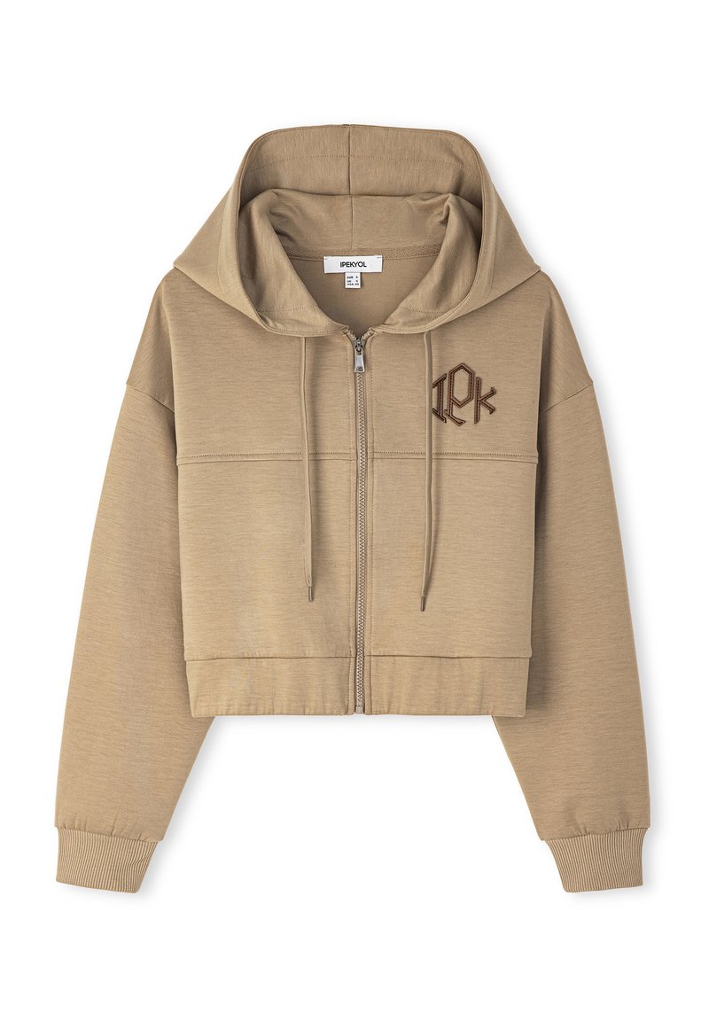 Ipekyol WITH MONOGRAM APPLIQUE Sudadera con cremallera camel