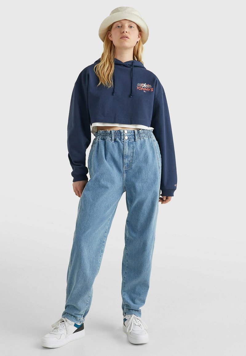 Tommy Jeans CROPPED BACK HOODY - Mikina s kapucí - twilight navy