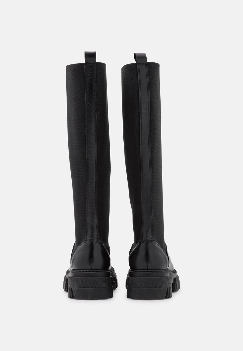 DESIGN - Cydney - Stivali Al Ginocchio In Pelle Nera Effetto Coccodrillo Premium