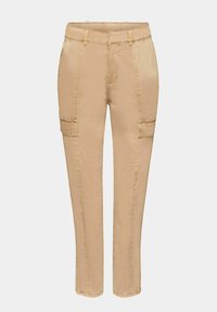 Beiga cargobyxor i slim fit, med stickade detaljer, två framfickor och ett mjukt bomullsblandat material.