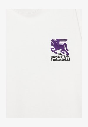 PULL&BEAR, BOXY EMBROIDERED GRAPHIC - T-SHIRT - Printtipaita - white