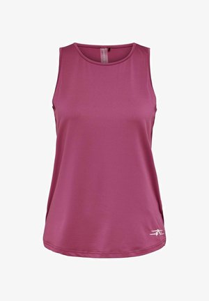 Urheilullinen hihaton tankkitoppi yksivärisessä mauvessa, jossa on pyöreä pääntie ja pieni valkoinen logo alahelassa etupuolella.