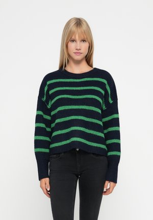 ONLMALLY LIFE DETAIL O NECK - Pulóver - night sky/medium green melange