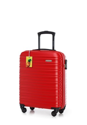 SMALL SUITCASE WITH LUGGAGE TAG FROM ABS - Wheeled suitcase - red