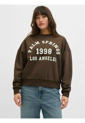 Felpa marrone con testo bianco che recita "PALM SPRINGS 1998 LOS ANGELES", con vestibilità comoda e maniche cuffiate.