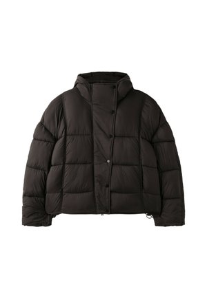 Stradivarius, HOODED PUFFER JACKET - Zimná bunda - dark brown