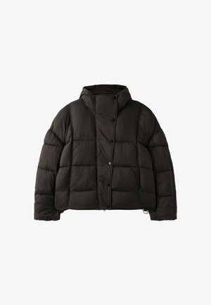 Stradivarius, HOODED PUFFER JACKET - Zimná bunda - dark brown