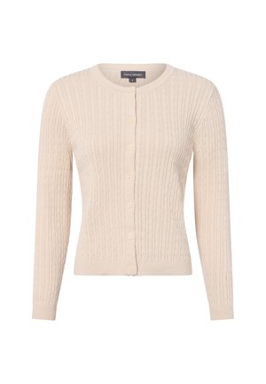 Beige kabelgebreide cardigan met lange mouwen, ronde hals en knoopsluiting aan de voorkant, maat small van Franco Callegari.
