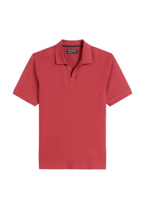 Rode polo shirt van katoen met een klassieke kraag, korte mouwen en een ontspannen pasvorm. Bevat een subtiele knoopsluiting en geen zichtbare patronen.