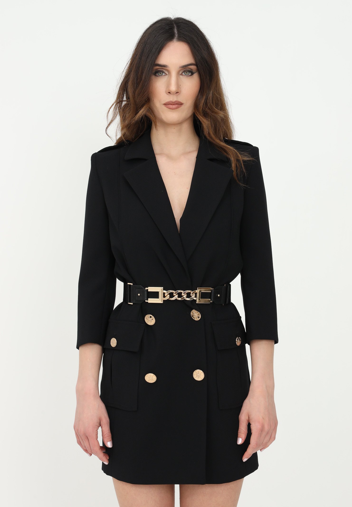 Elisabetta Franchi WOMEN'S DRESS WITH BELT - Shirt dress - nero/black -  Zalando.de