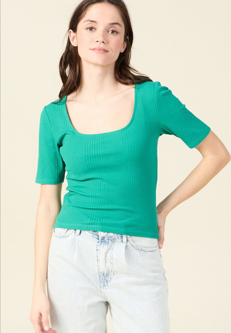 BONOBO Jeans AUS UMWELTFREUNDLICHEM - Camiseta básica - vert turquoise