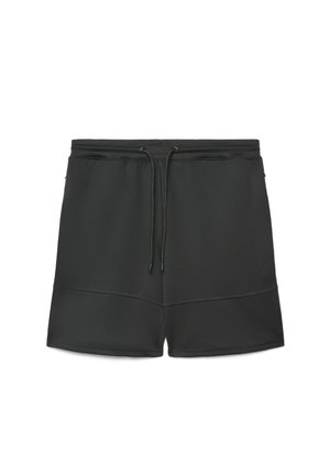 Pantaloncini casual neri con vita elastica e coulisse, caratterizzati da cuciture visibili e tasche laterali.