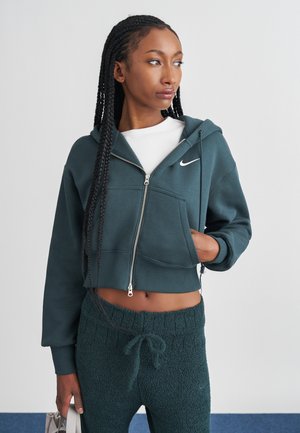 CROP - Mikina na zip - seaweed/sail