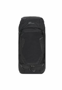 Mochila negra con un diseño elegante, hecha de una tela duradera. Cuenta con compartimentos con cremallera y un panel frontal texturizado.