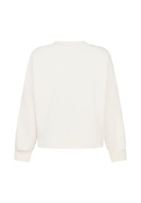 Witte cropped sweatshirt met lange mouwen, ronde hals en geribbelde cuffs. Gladde stof met een zachte textuur en een minimalistisch design.