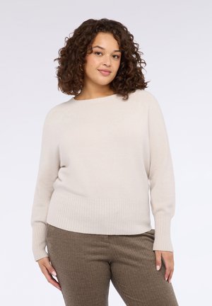 SCOLLO BARCHETTA CON PAILLETTES - Maglione - bianco