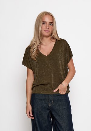 Minus, MSCARLINA BATSLEEVE KNIT TEE - T-shirt print - beech green met.