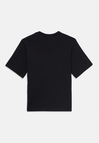 Sort kortærmet t-shirt lavet af bomuldsstof. Rund halsudskæring, enkelt design, ingen grafiske detaljer, glat tekstur. Vist fra bagtil.