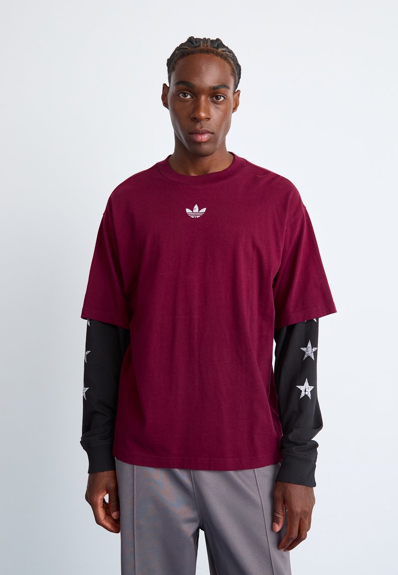 T-Shirt Homme Manches Longues Slim Fit Col Montant - INSFITY - Rouge - 80% Coton Rouge - Prêt-à-Porter