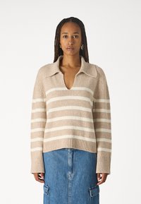 Abercrombie & Fitch DUKE TEXTURAL NOTCH NECK - Jersey de punto - cobblestone