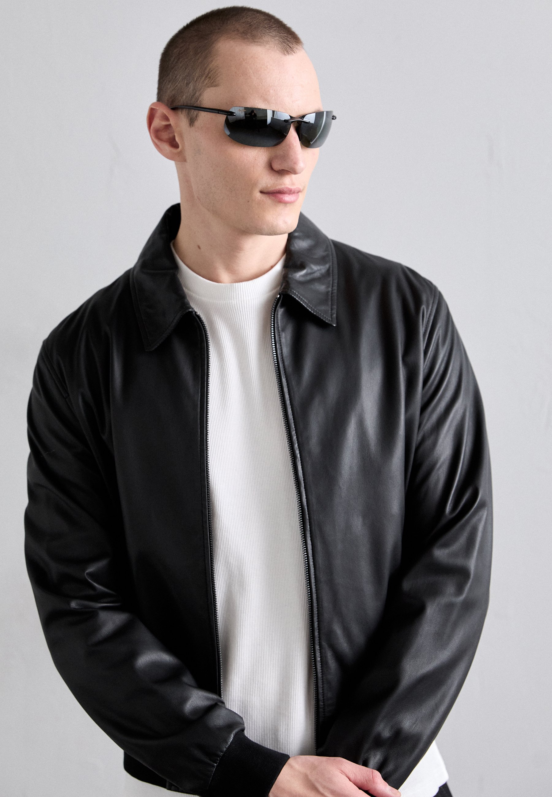 Emporio Armani - Kurtka skórzana/czarny - Zalando.pl