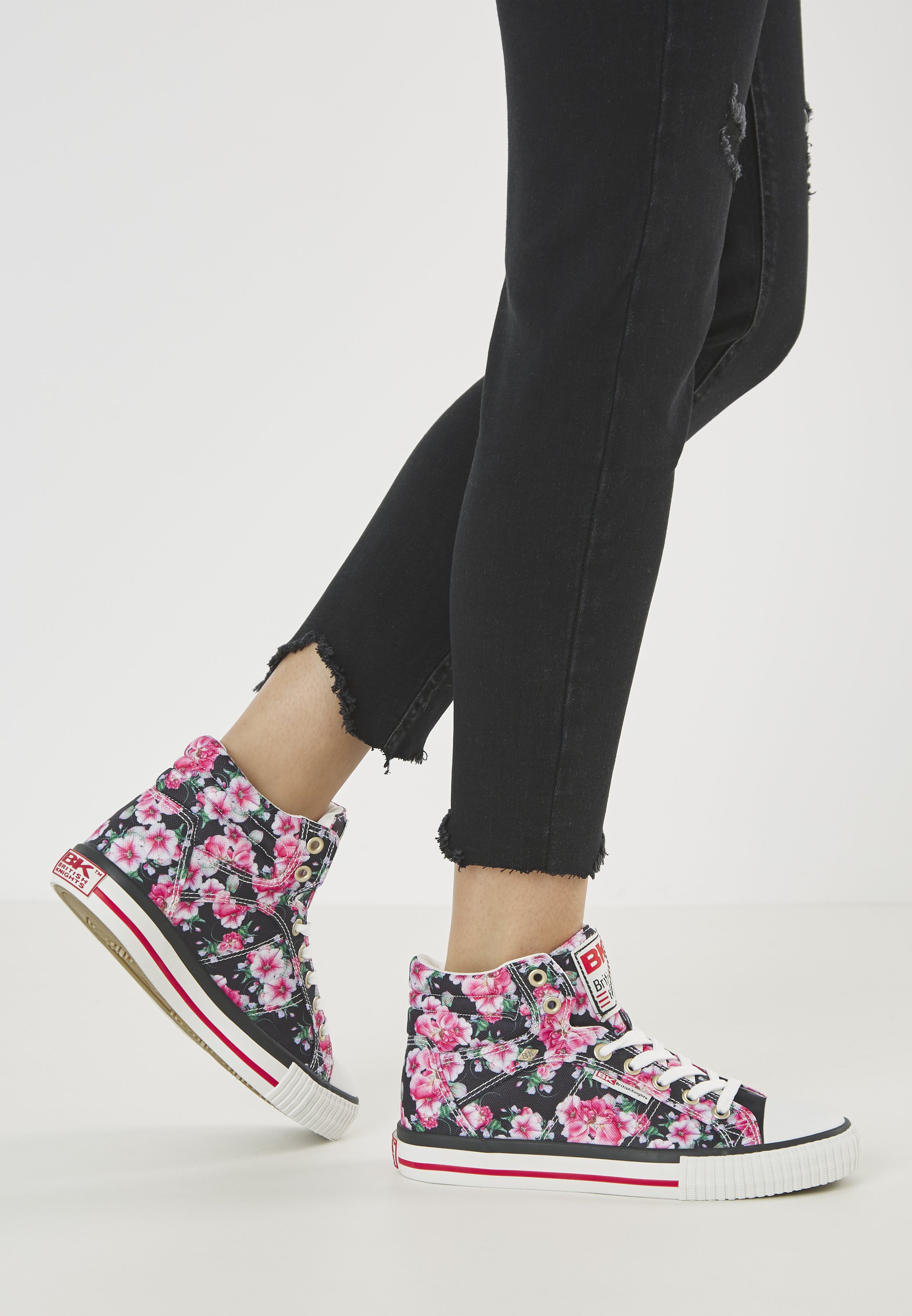 black flower trainers